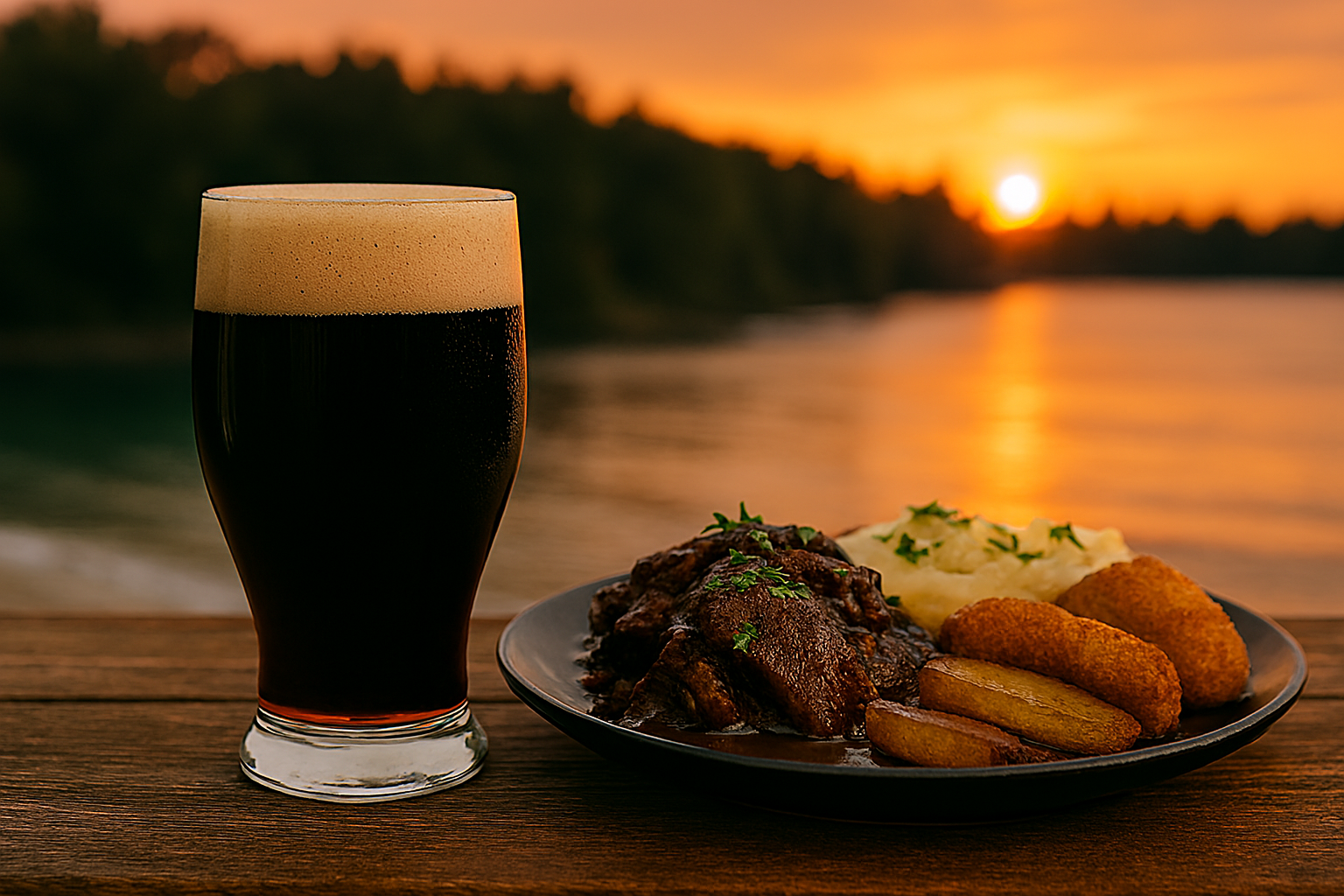 Cerveza negra con espuma cremosa