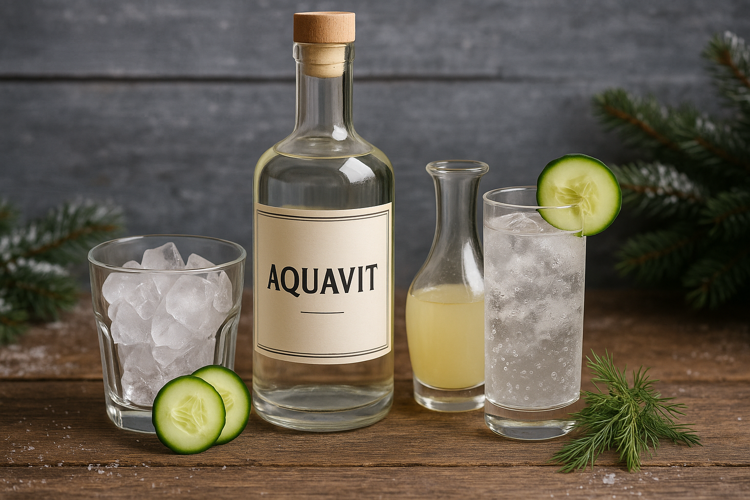 Ingredientes del Aquavit Fjord Breeze: aquavit, pepino, limón y soda