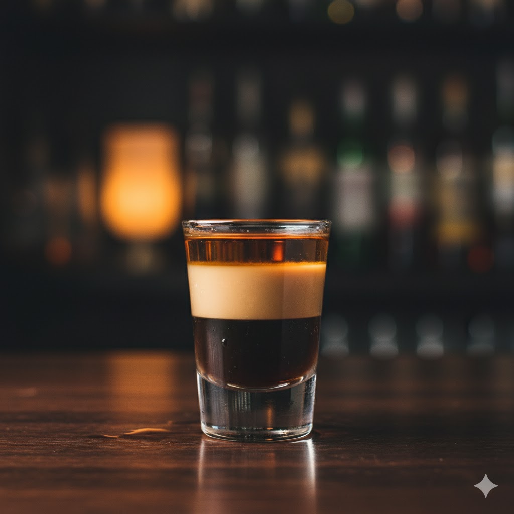 Cóctel B-52 servido en vaso de chupito