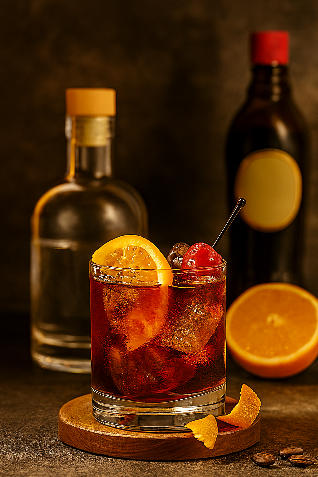 Vodka, licor de café y hielo para preparar un Black Russian