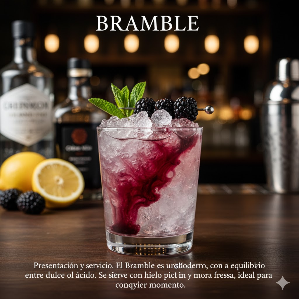 Bramble con hielo picado y mora