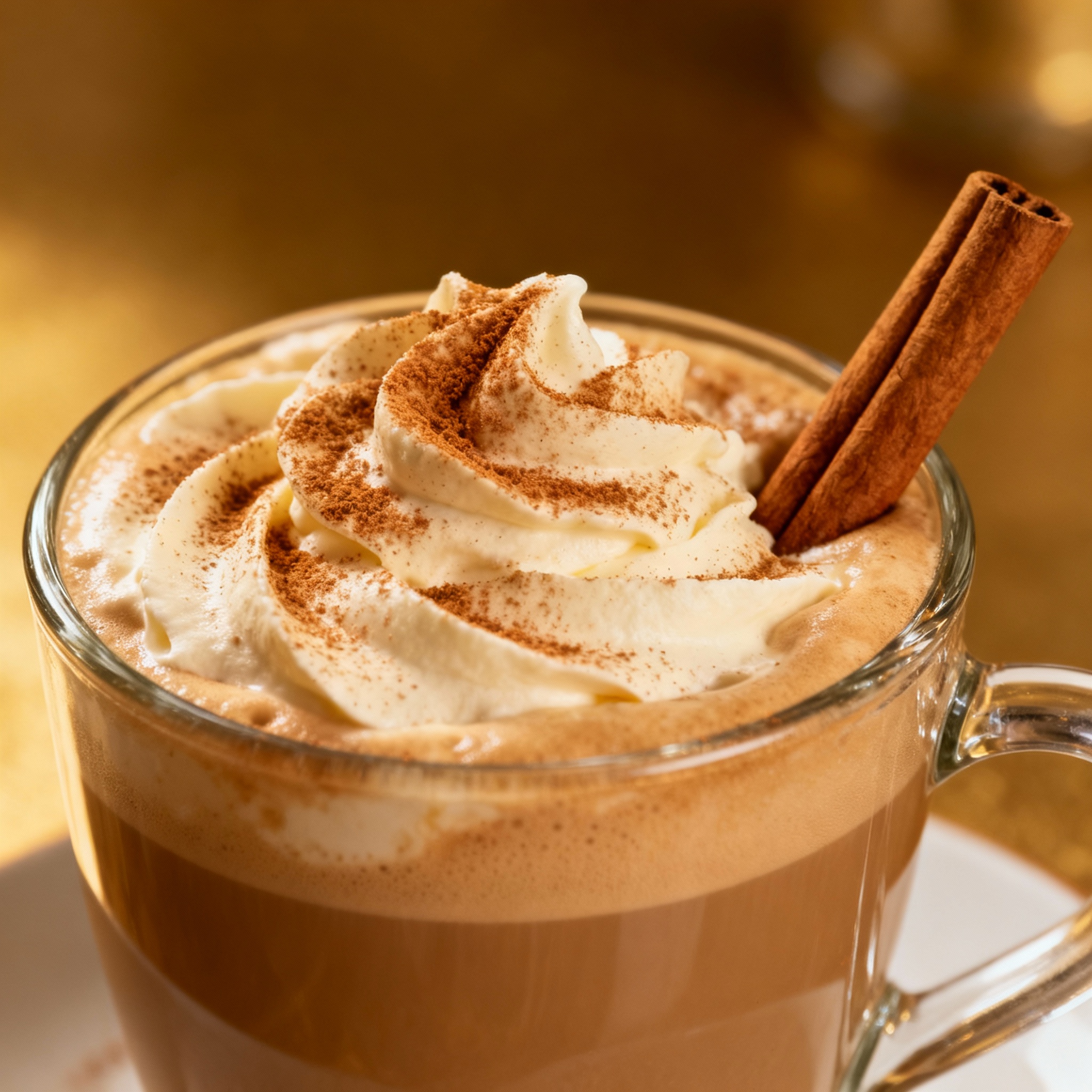 Café Calypso servido en vaso caliente con crema