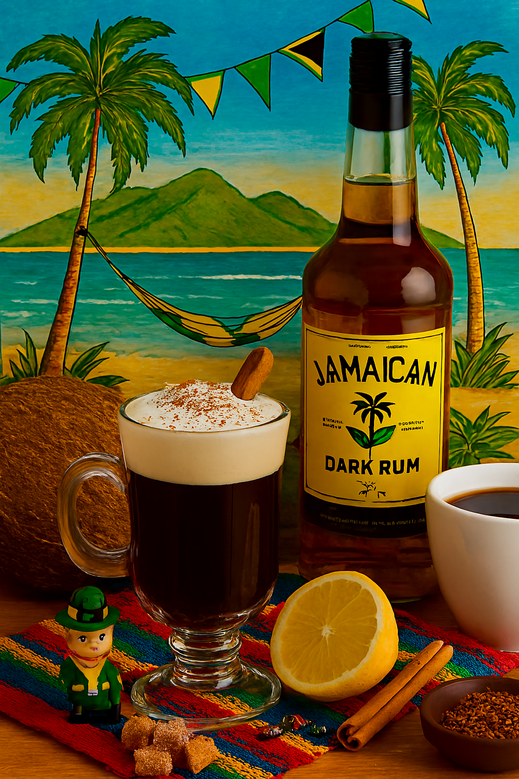 Ingredientes Café Jamaicano: café, ron, especias y azúcar