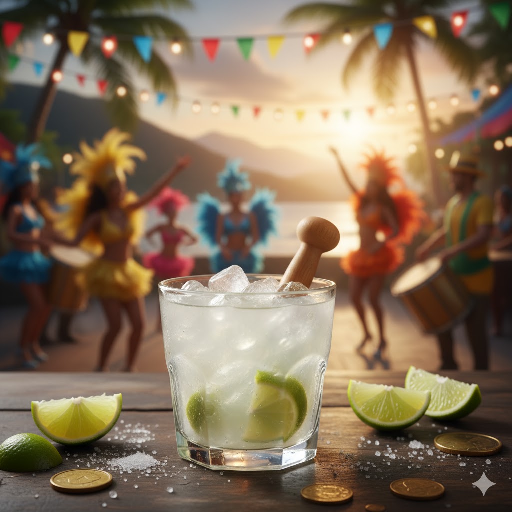 Caipiriña con lima y hielo