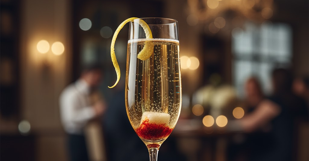 Champagne Cocktail servido en copa de flauta