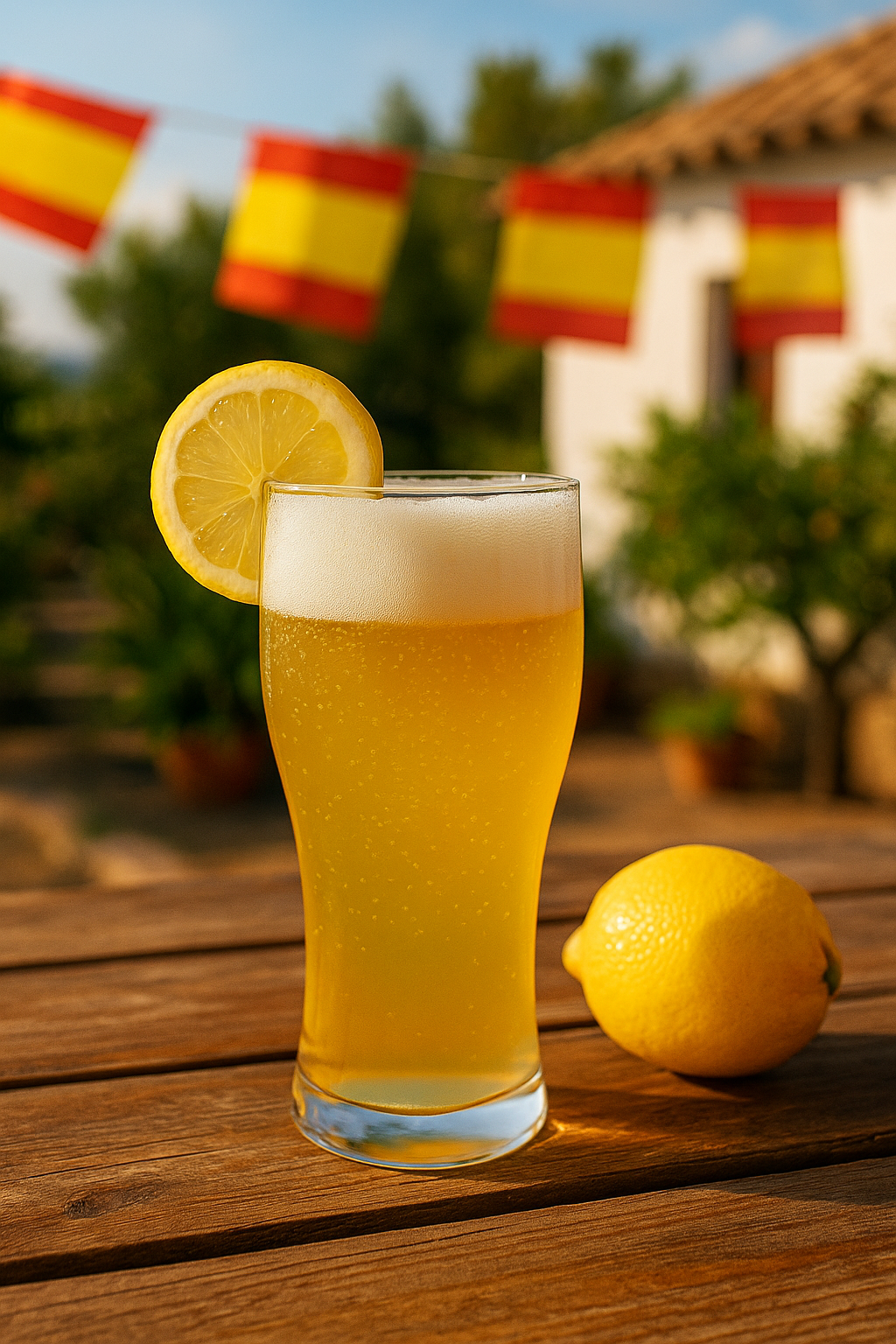 Clara o champú con rodaja de limón