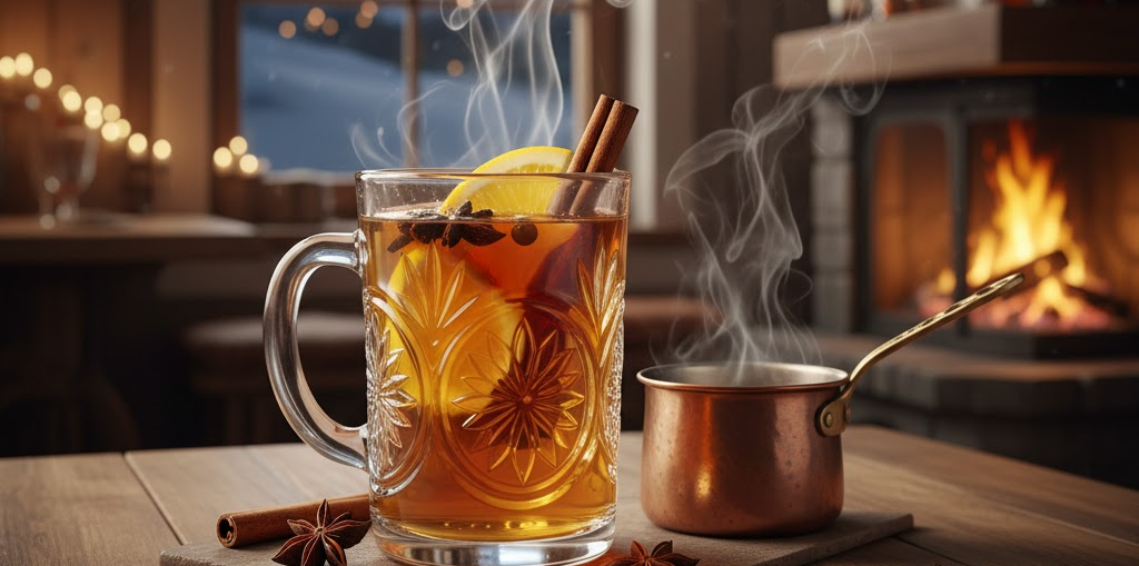 Cóctel Grappa Hot servido en taza con especias