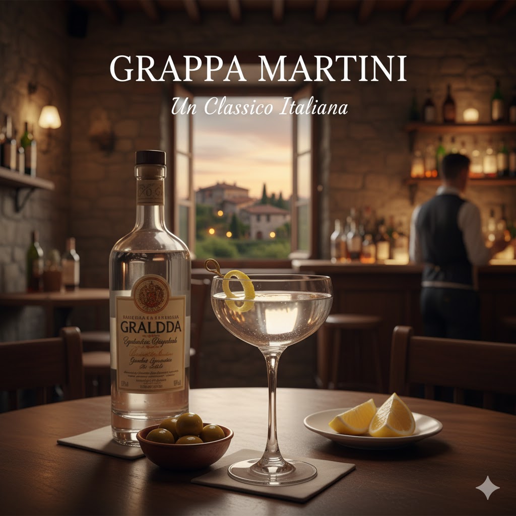Grappa Martini en copa de cóctel