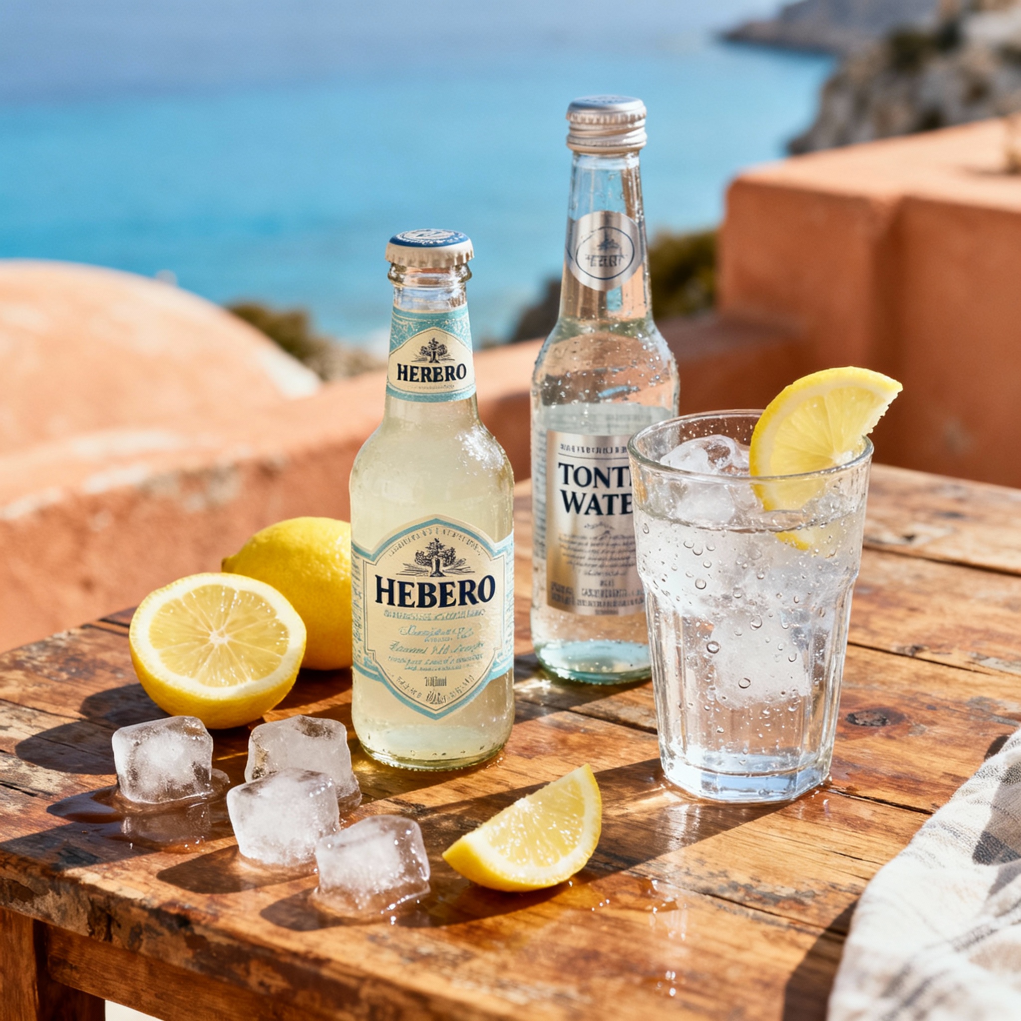 Herbero Tonic servido en vaso alto con hielo y limón