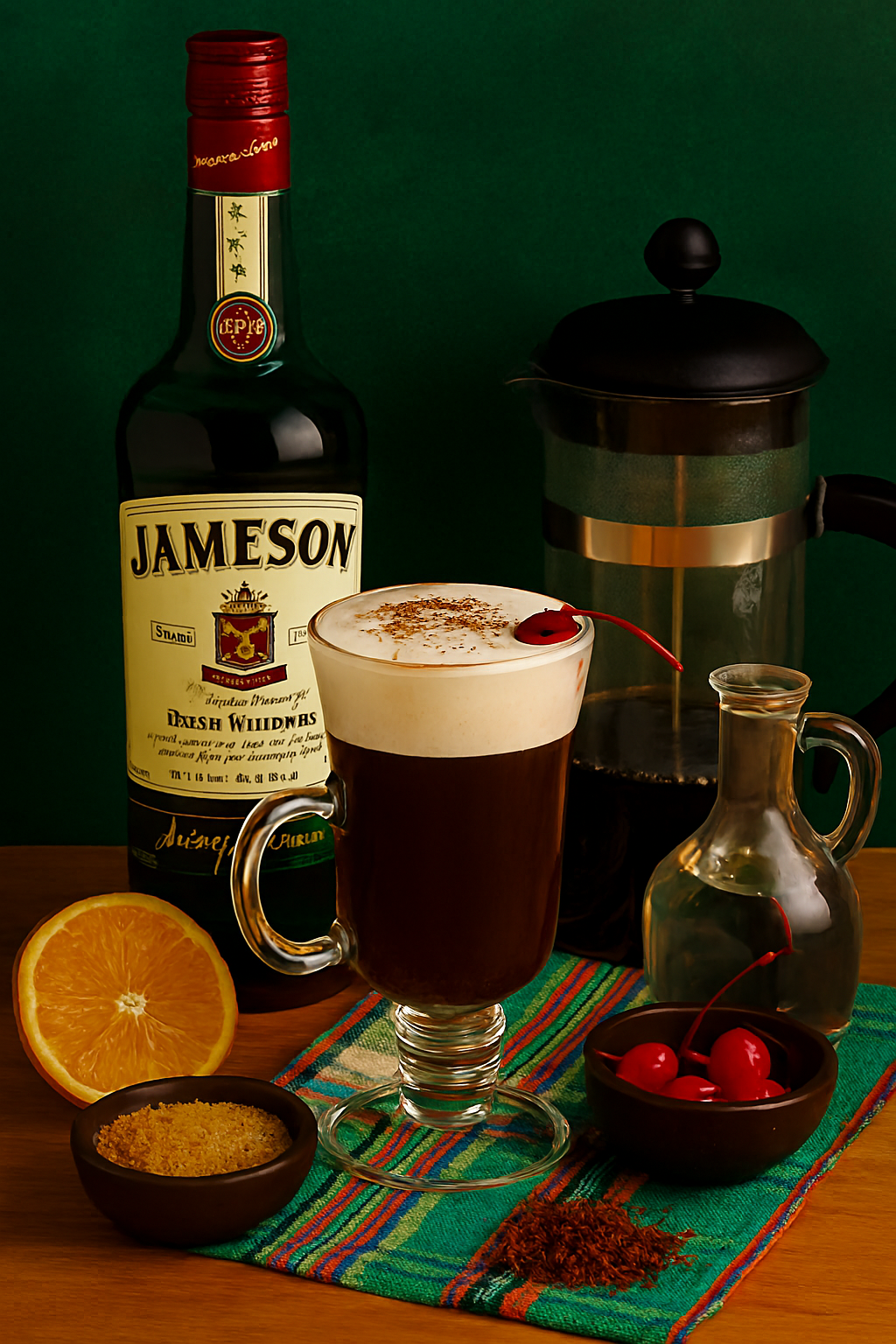 Ingredientes Irish Coffee: café, whisky, azúcar y nata