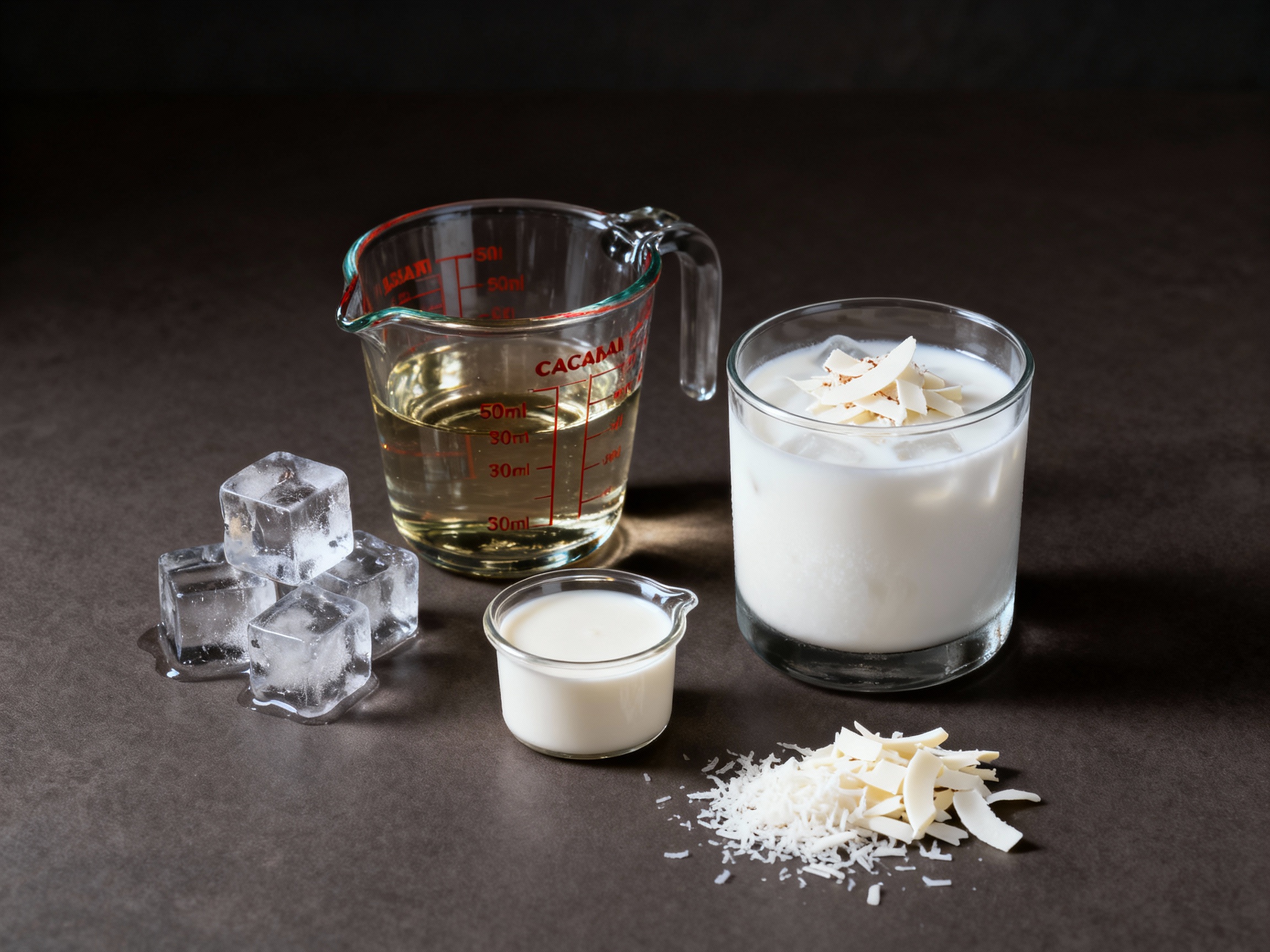 Ingredientes del Maria Mole: cachaça, leche de coco y leche condensada