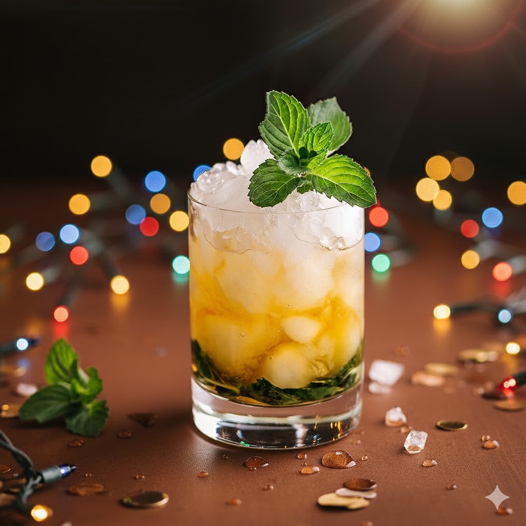 Mint Julep con menta y hielo picado
