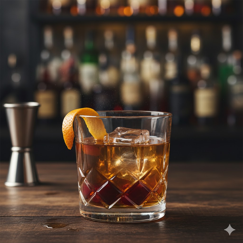 Old Fashioned con piel de naranja