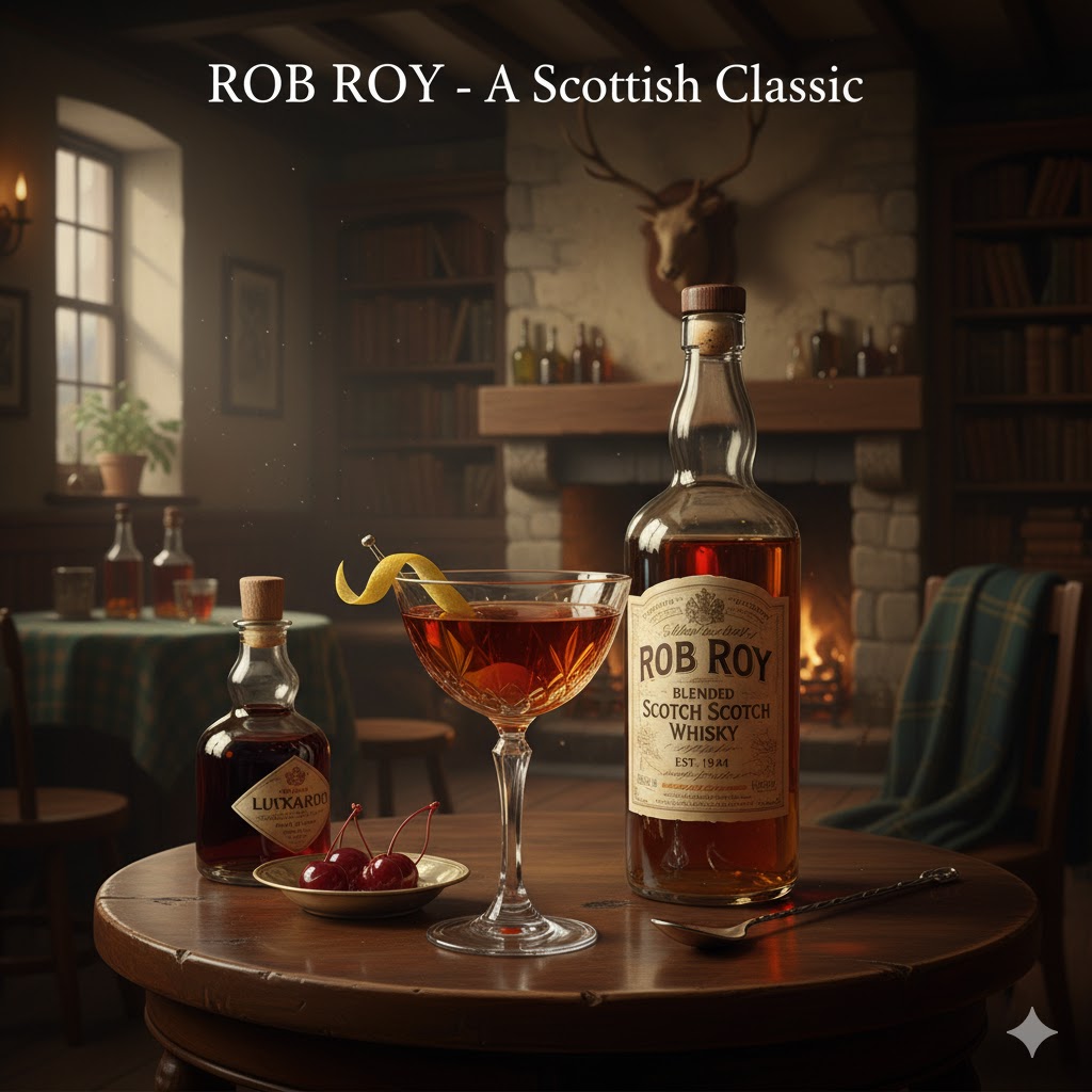 Cóctel Rob Roy servido en copa