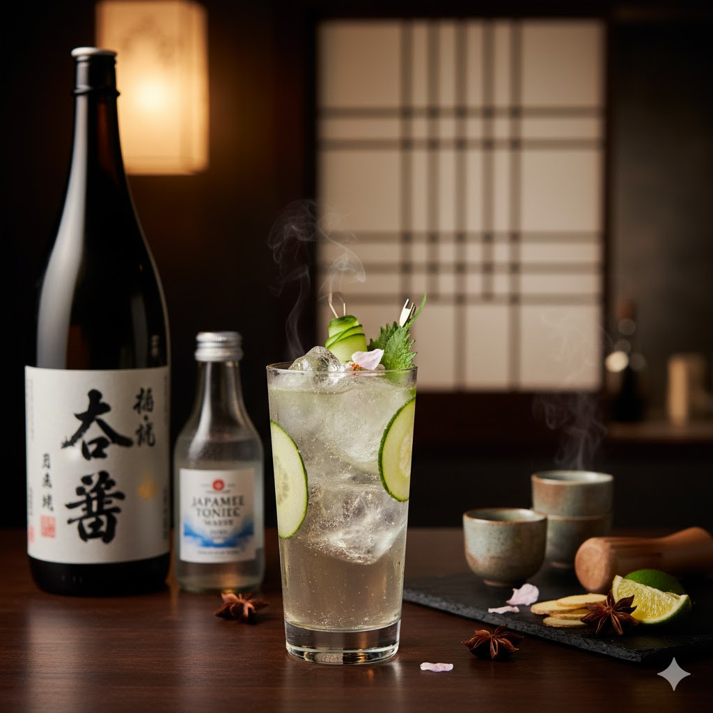 Sake Tonic en vaso alto con hielo