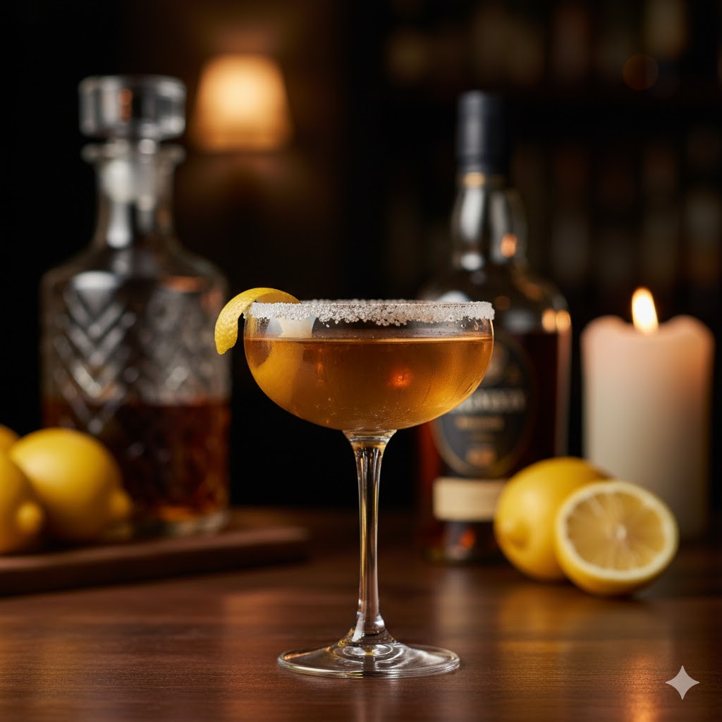 Sidecar de coñac con borde de azúcar