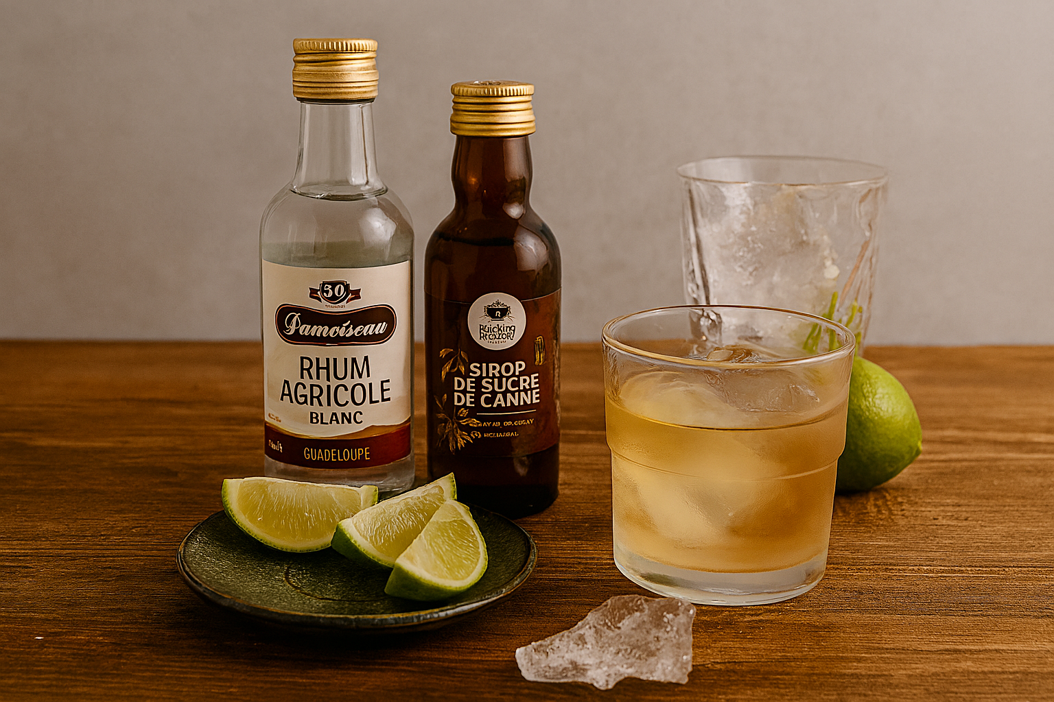 Ingredientes del Ti'Punch: ron agricole, sirope de caña y lima