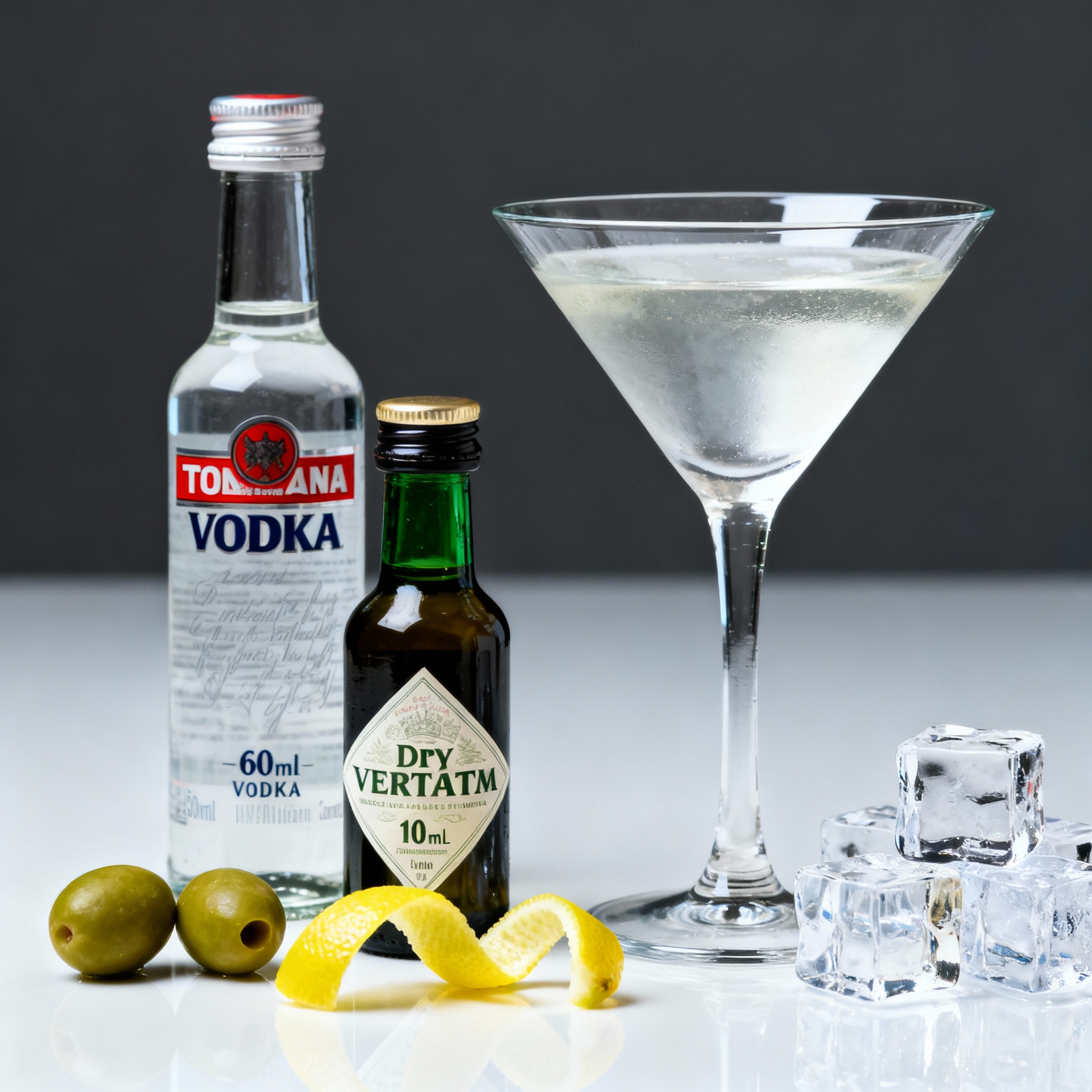Ingredientes del Vodka Martini: vodka y vermut seco