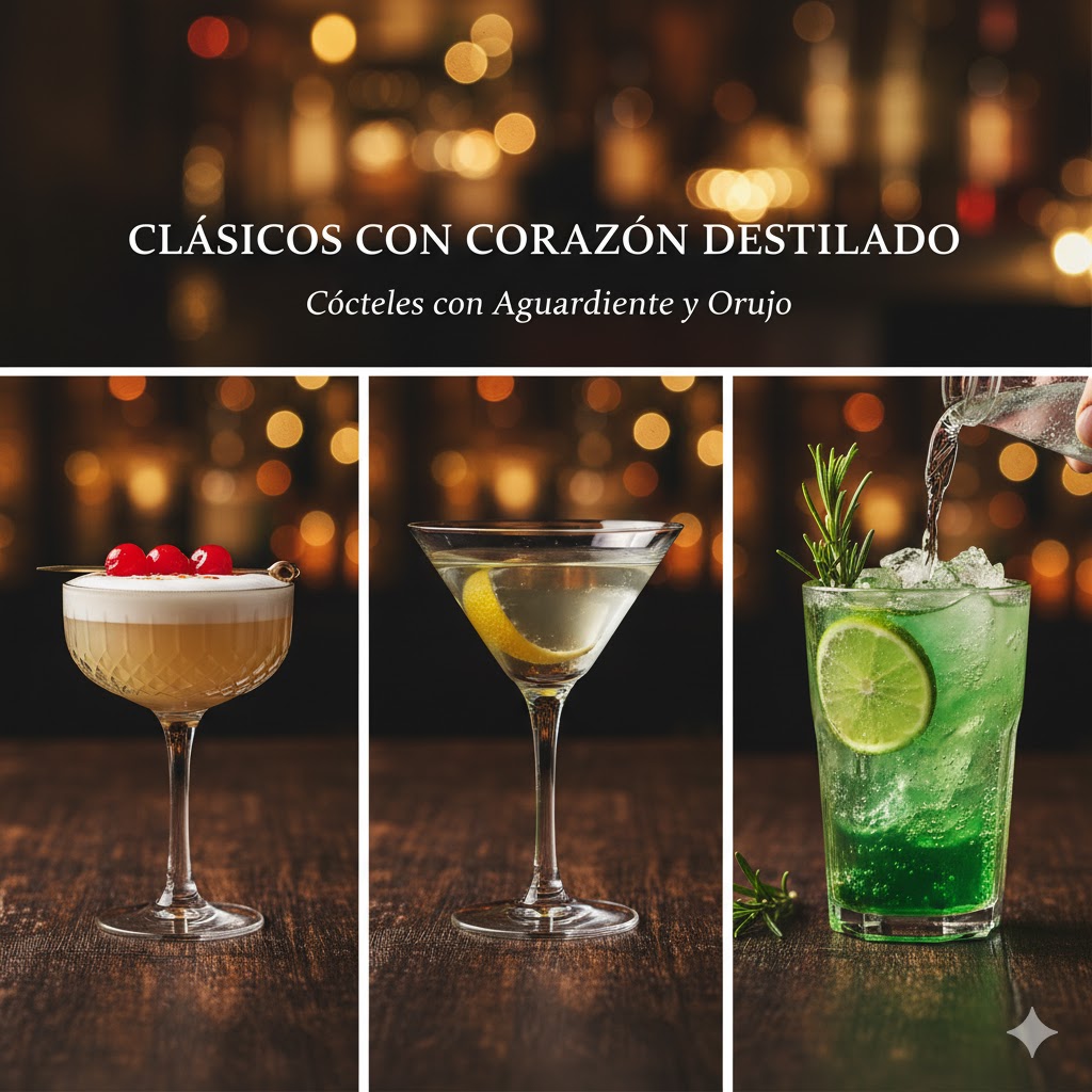 Cócteles clásicos con aguardiente y orujo
