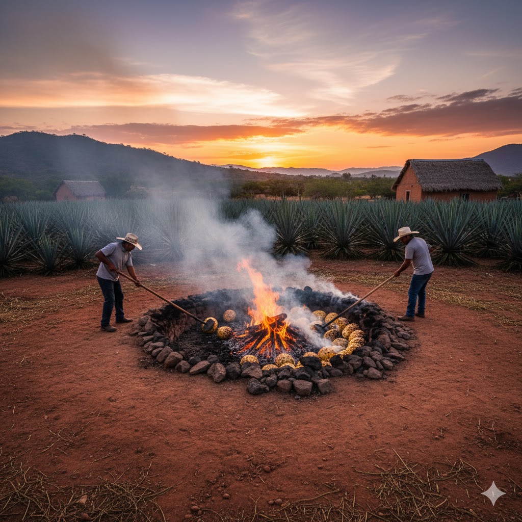 Horno cónico de tierra para cocer maguey de mezcal