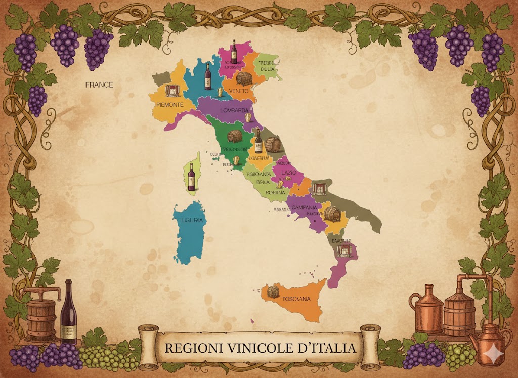 Principales regiones productoras de Grappa en Italia