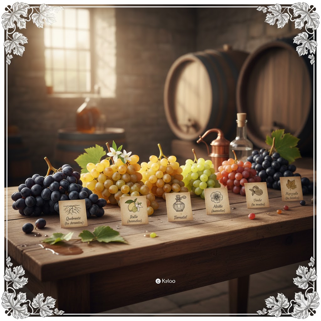 Racimos de diferentes uvas pisqueras