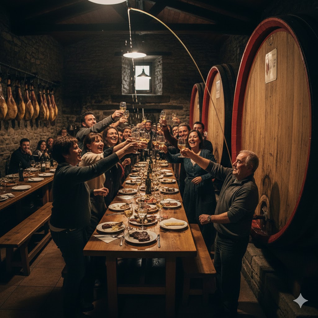 Ritual del txotx en una sagardotegi vasca