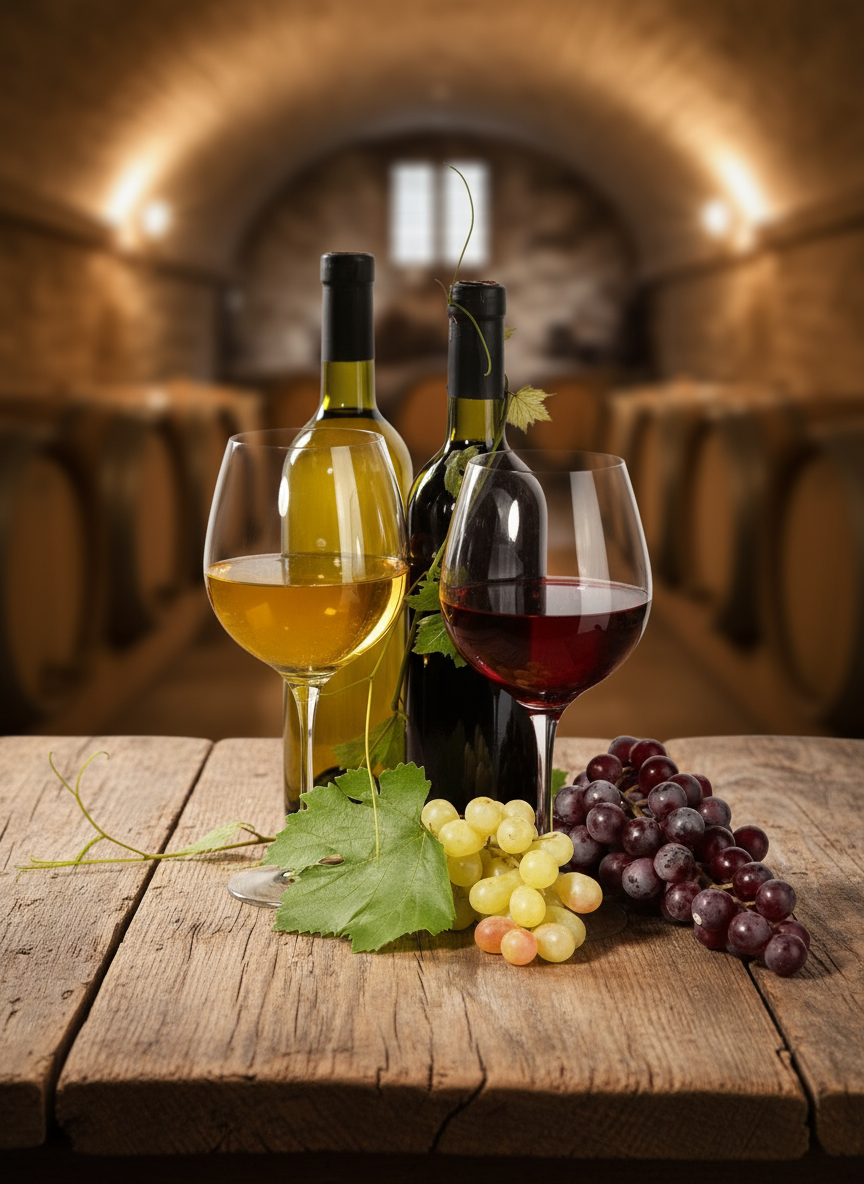 Copa de mosto blanco junto a uvas