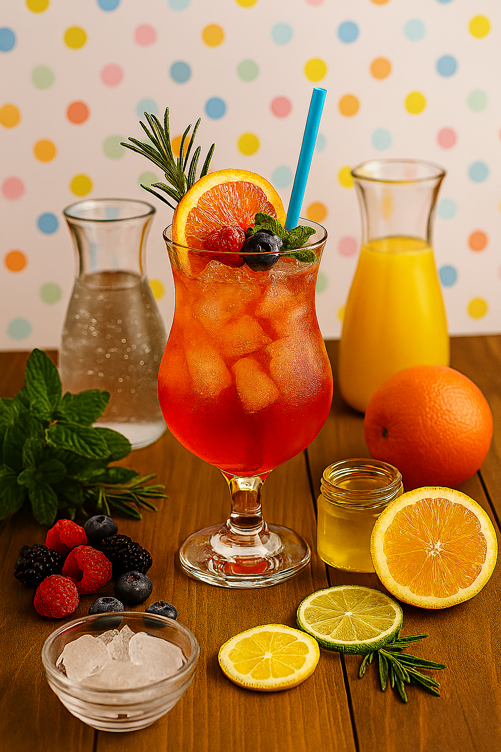 Ingredientes del spritz sin alcohol: bitter, zumo de naranja, soda, hielo y naranja