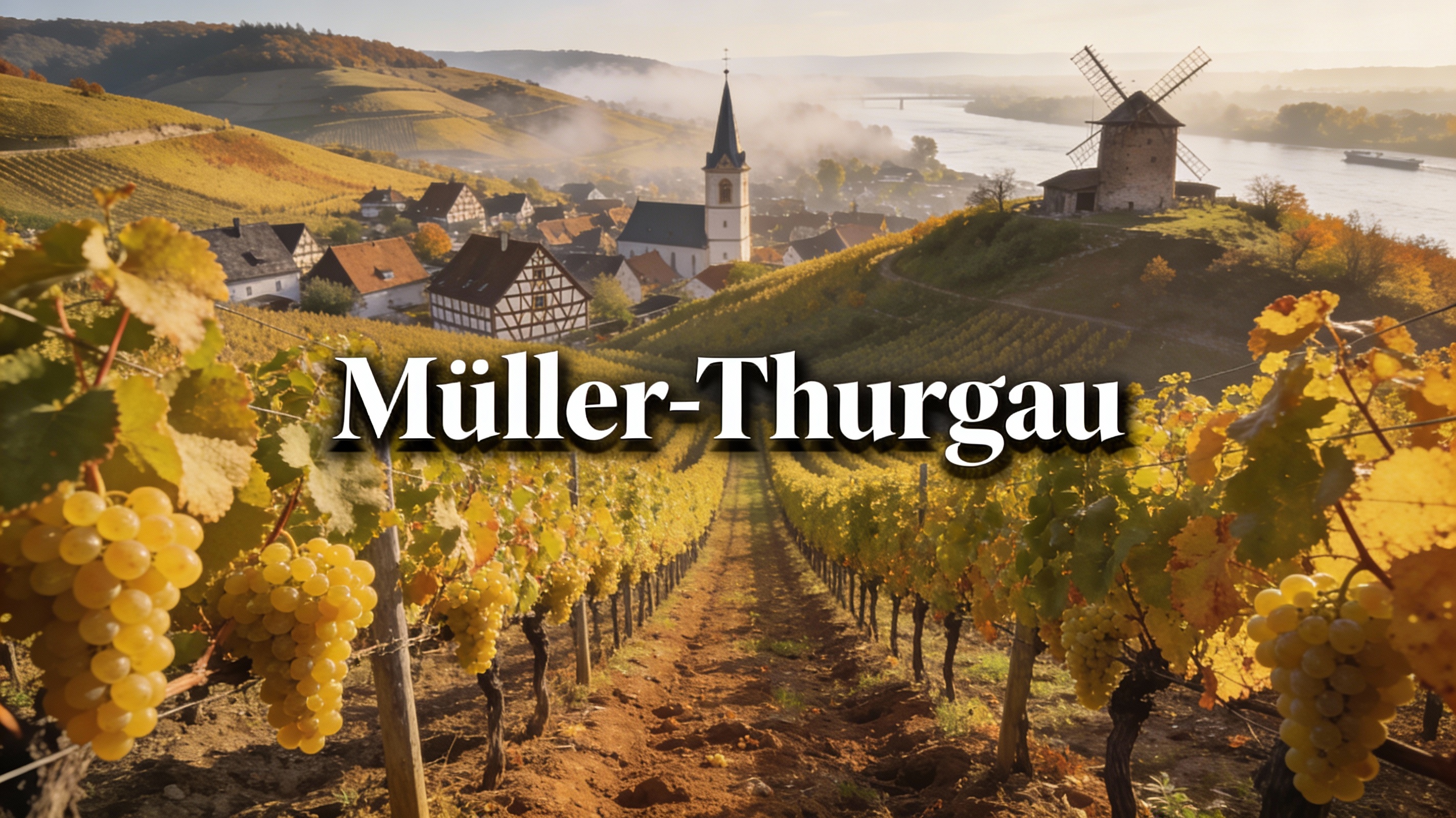 Viñedos de Müller-Thurgau en las suaves colinas de Rheinhessen, Alemania