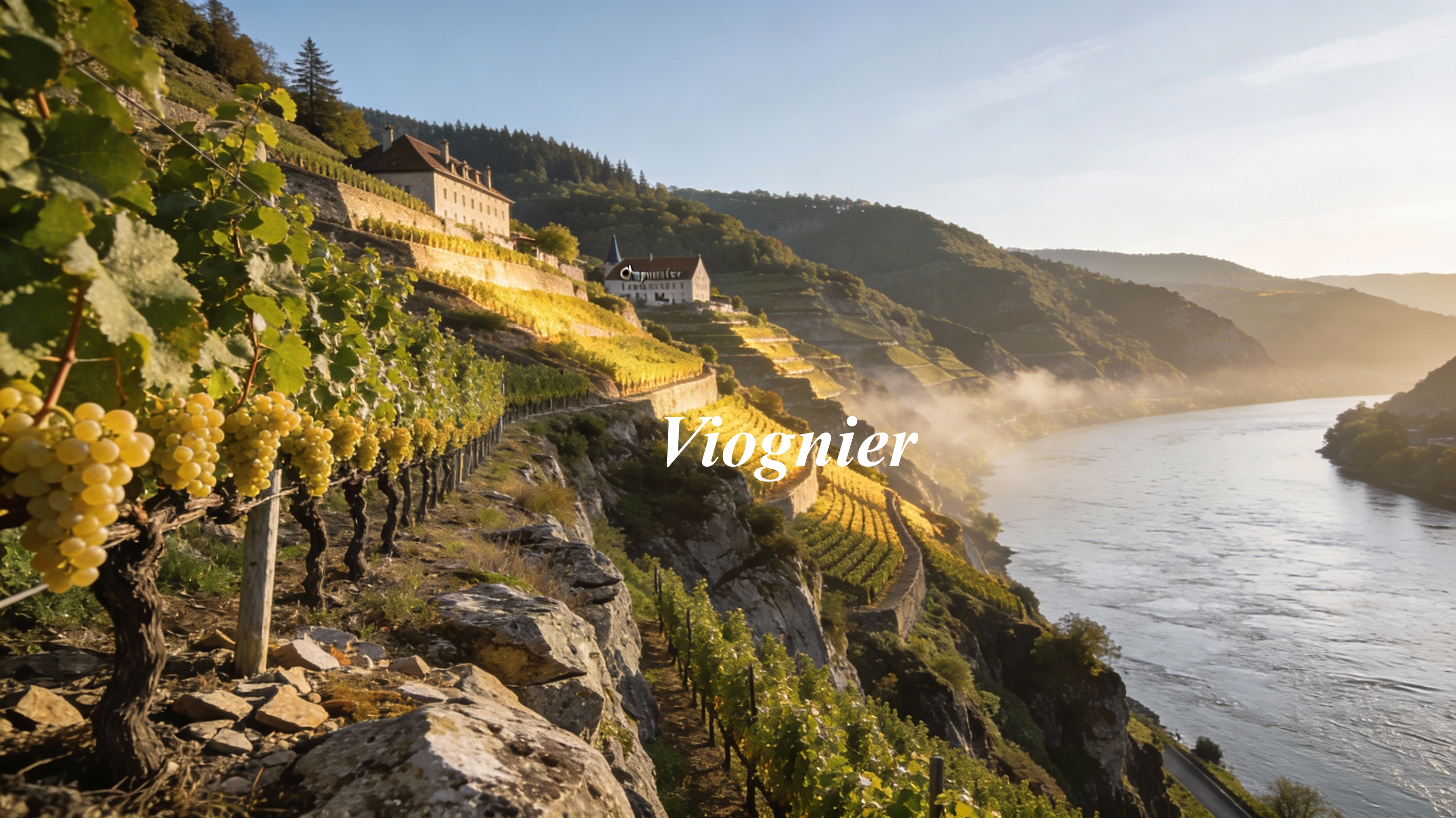Viñedos heroicos de Viognier en las empinadas laderas de Condrieu, Valle del Ródano
