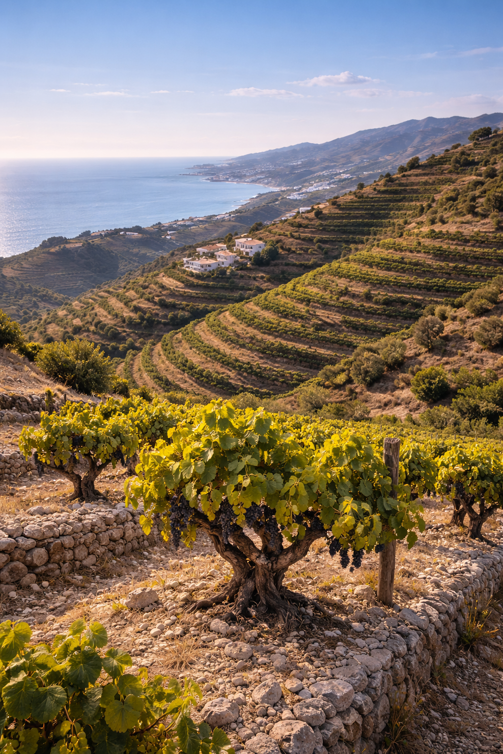 Terrazas Moscatel Málaga Axarquía mar
