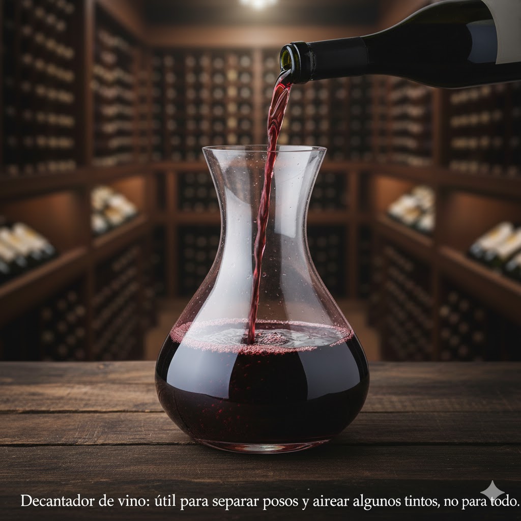 Decantador de vino: útil para separar posos y airear algunos tintos, no para todo