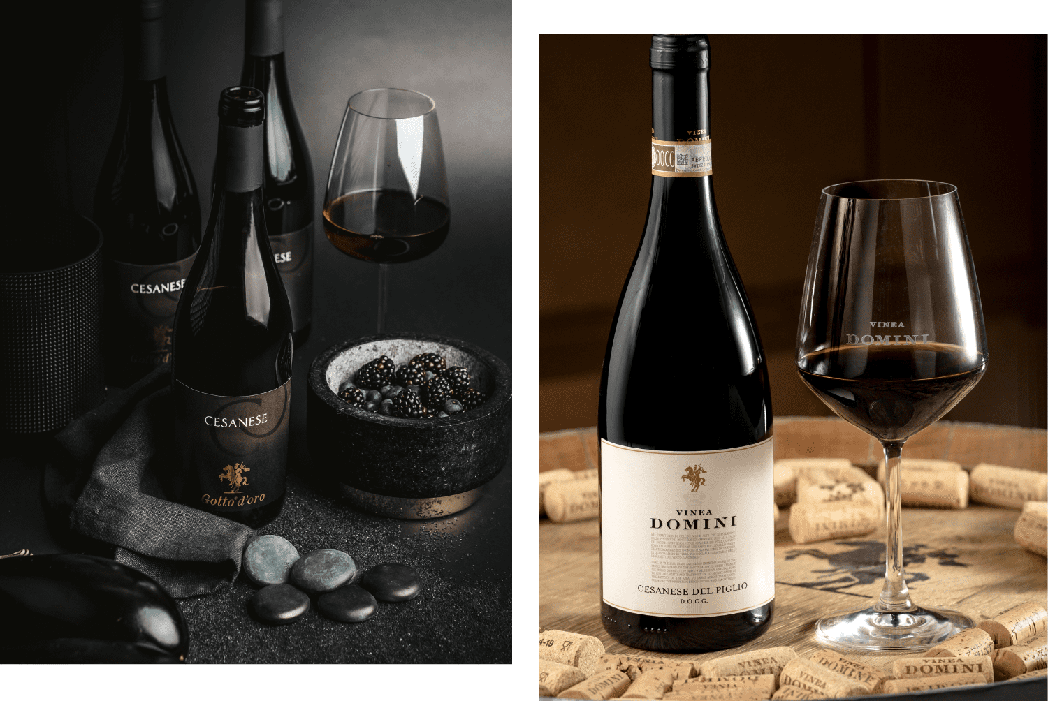 Copa de Cesanese del Piglio DOCG, rubí intenso con aromas frutales