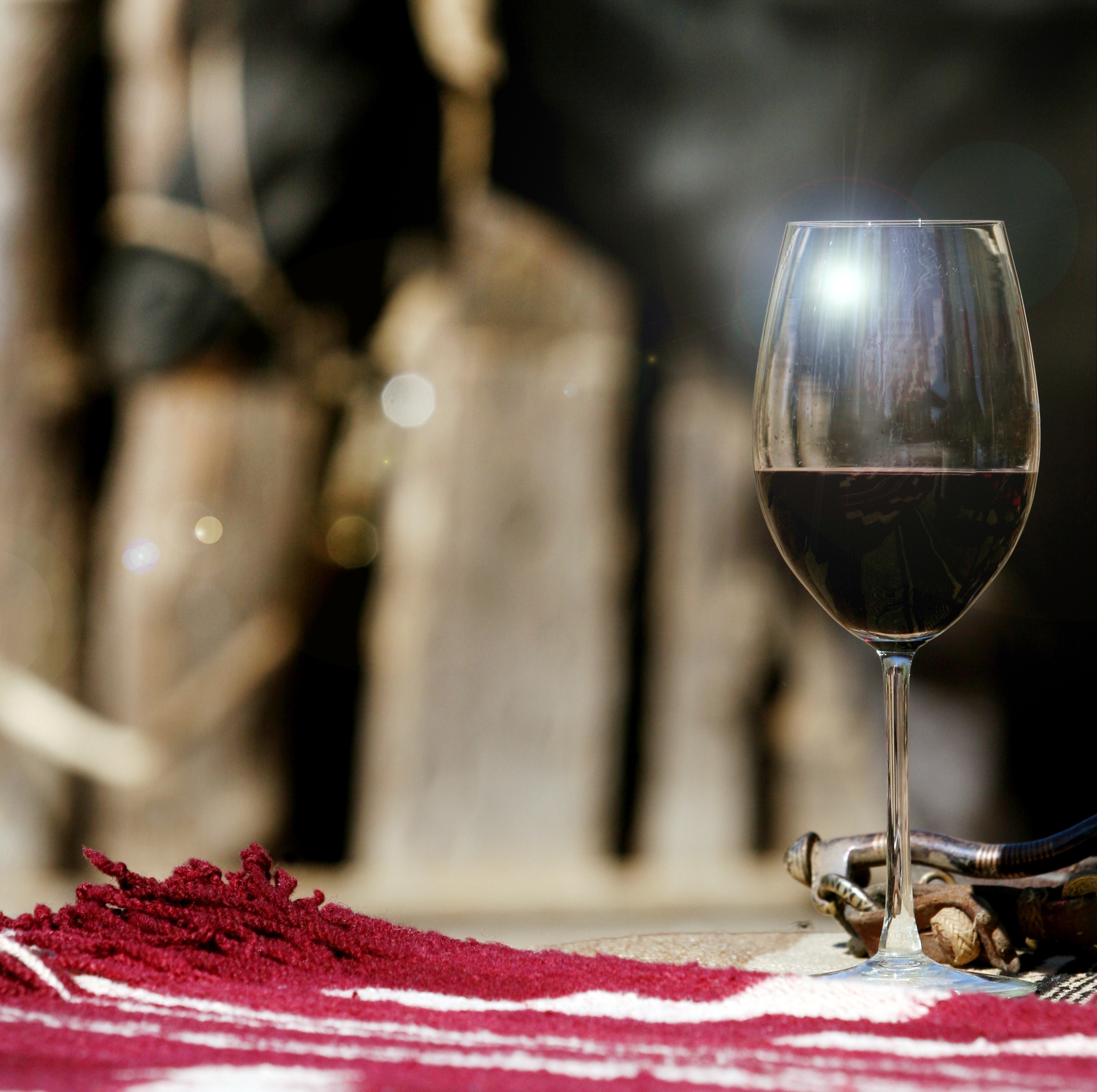 Copa de vino Malbec con reflejos violáceos intensos