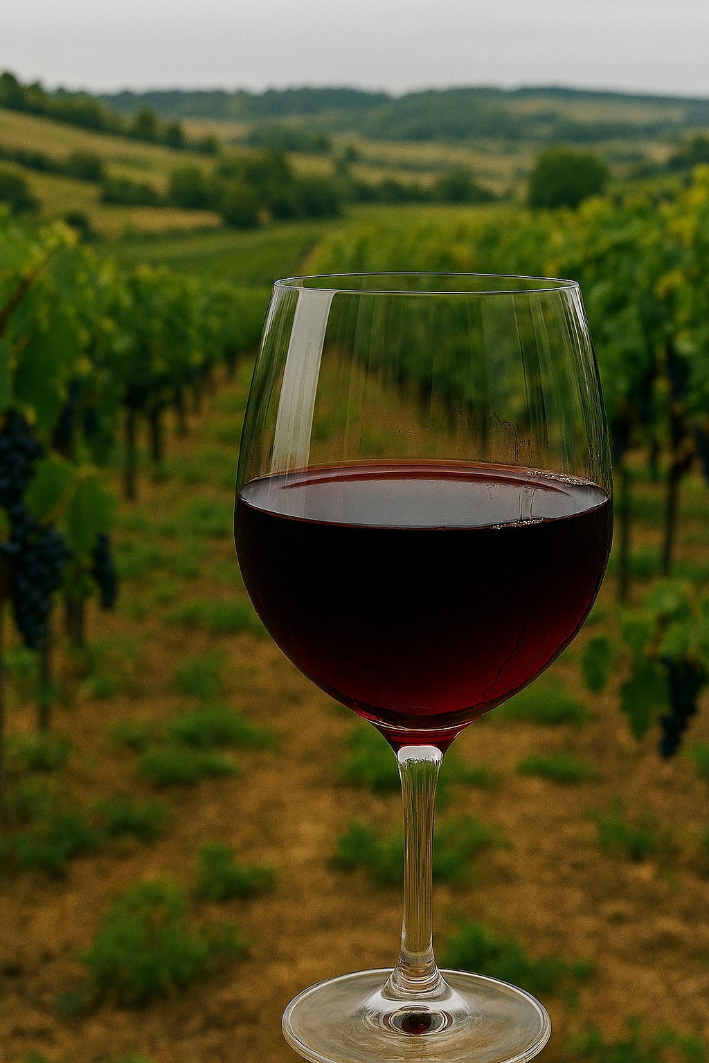 Copa Merlot rubí intenso con lágrima glicérica densa