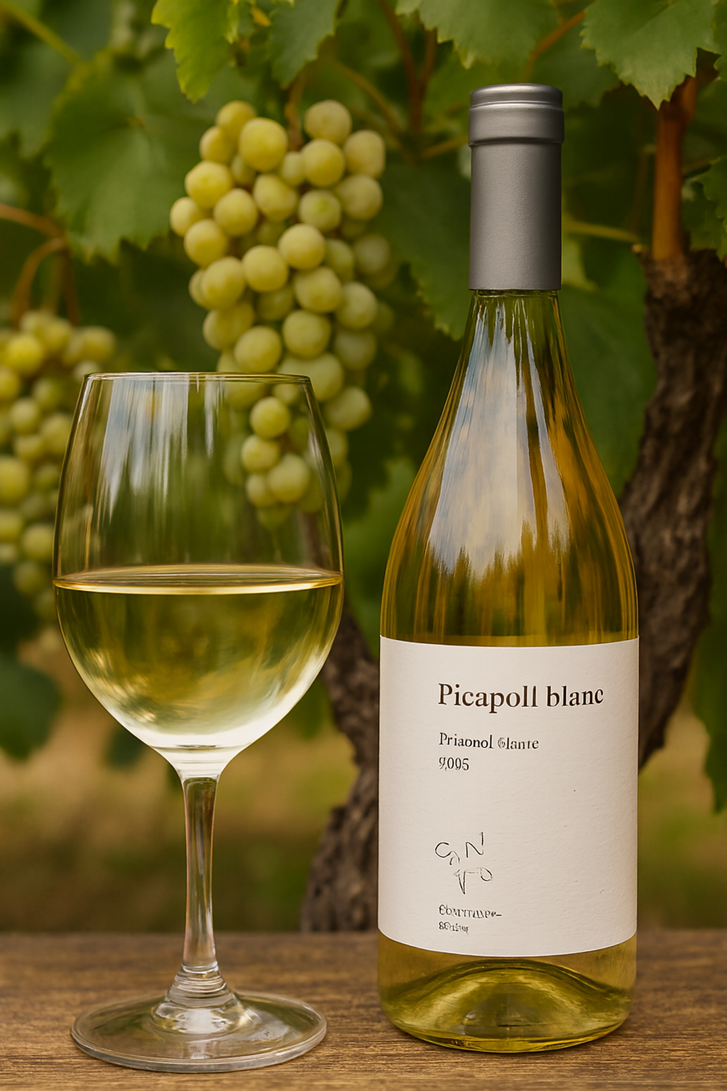 Copa Picapoll ambarina brillante reflejos dorados burbuja fina