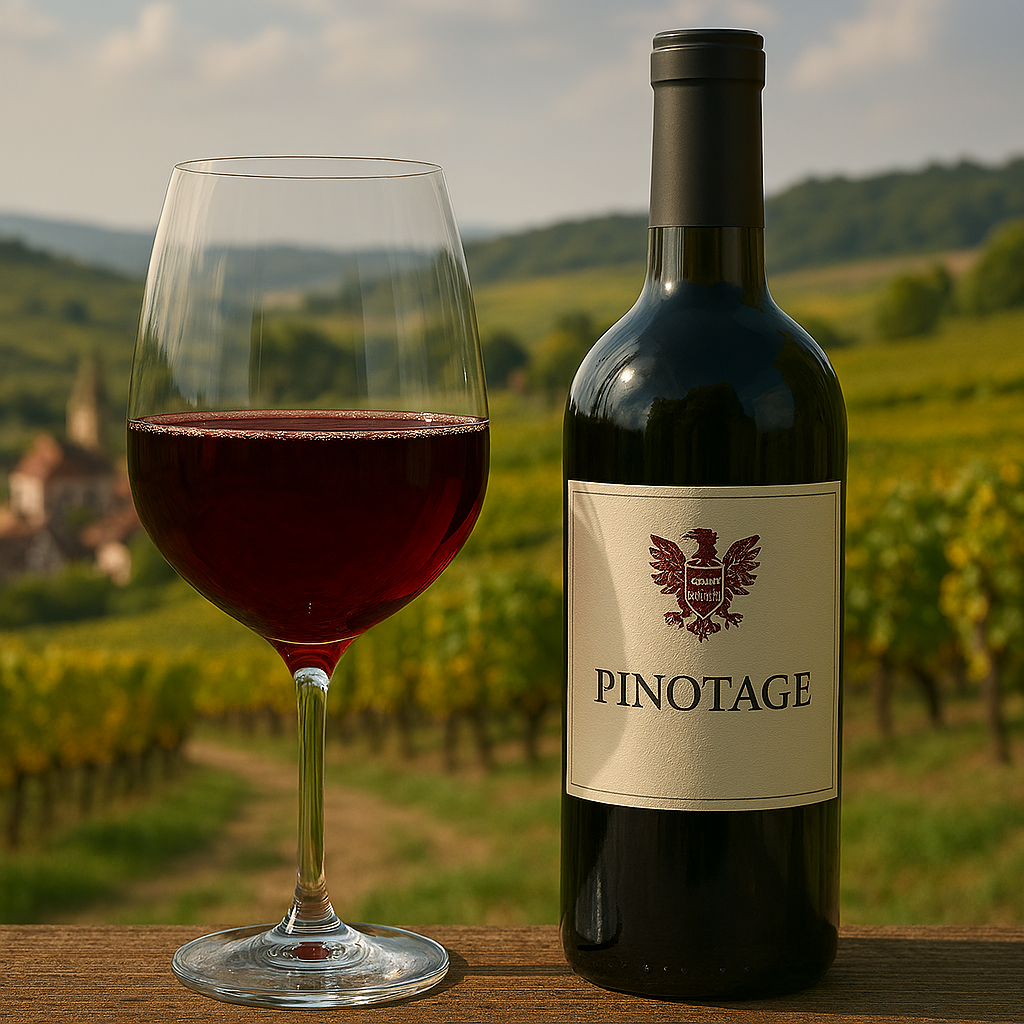 Copa de Pinotage color rubí intenso con reflejos granates