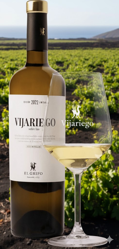 Vino elaborado con Vijariego servido en copa, blanco brillante y expresivo