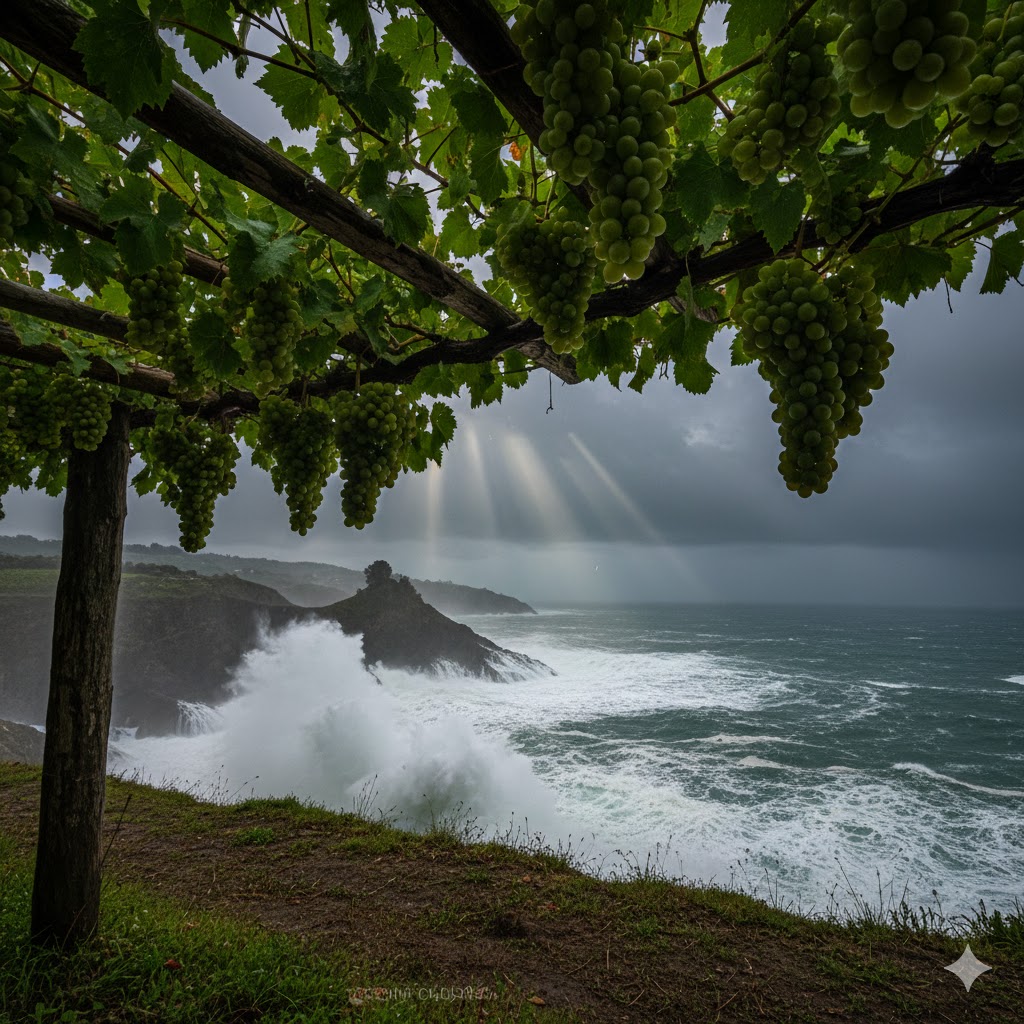 Viñedos laderas Hondarrabi Zuri Getaria espuma Cantábrico