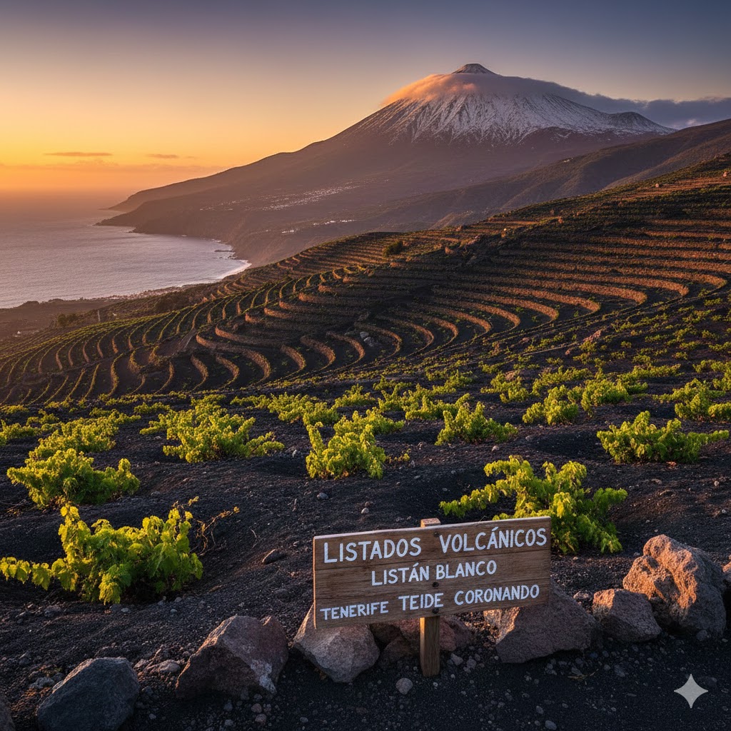 Listados volcánicos Listán Blanco Tenerife Teide coronando