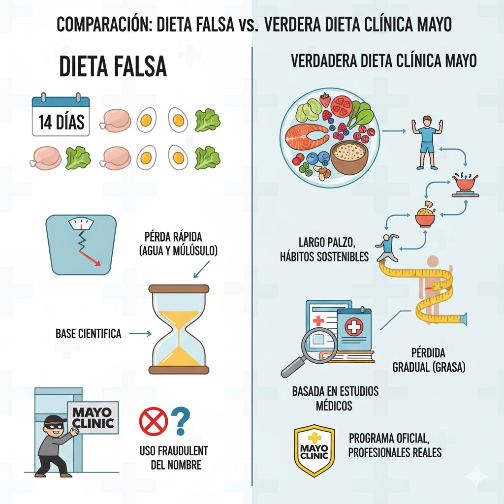 Comparación entre la dieta falsa de Clínica Mayo y un plan saludable basado en hábitos