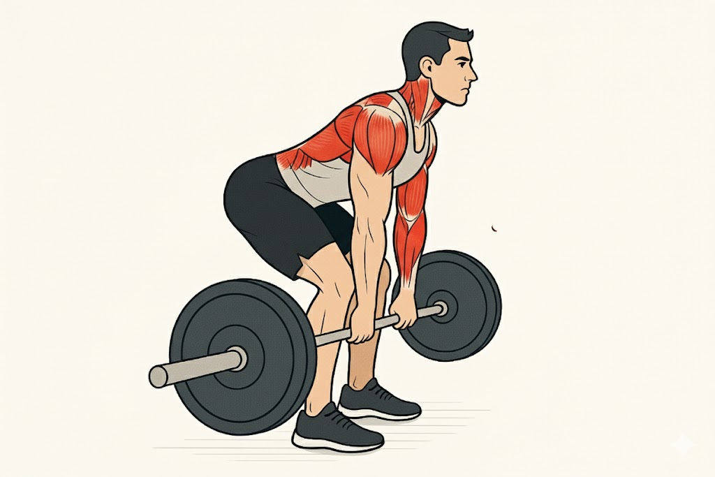 Secuencia técnica del peso muerto desde la posición inicial hasta la extensión final