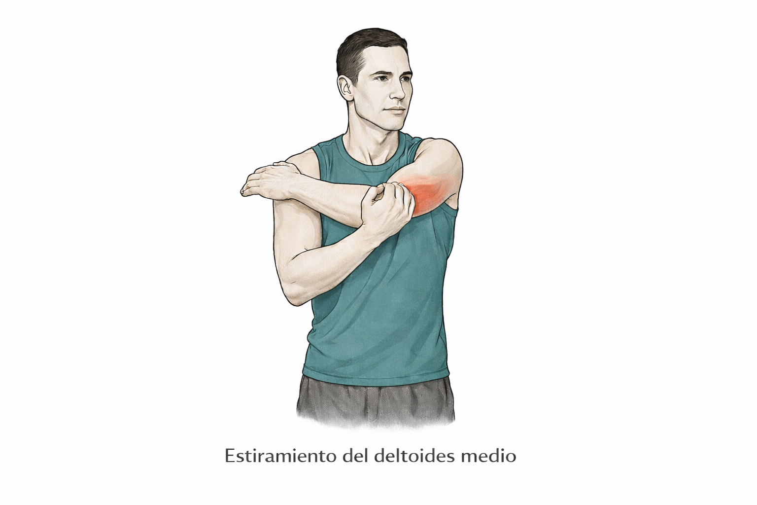 Estiramiento del deltoides medio con brazo cruzado