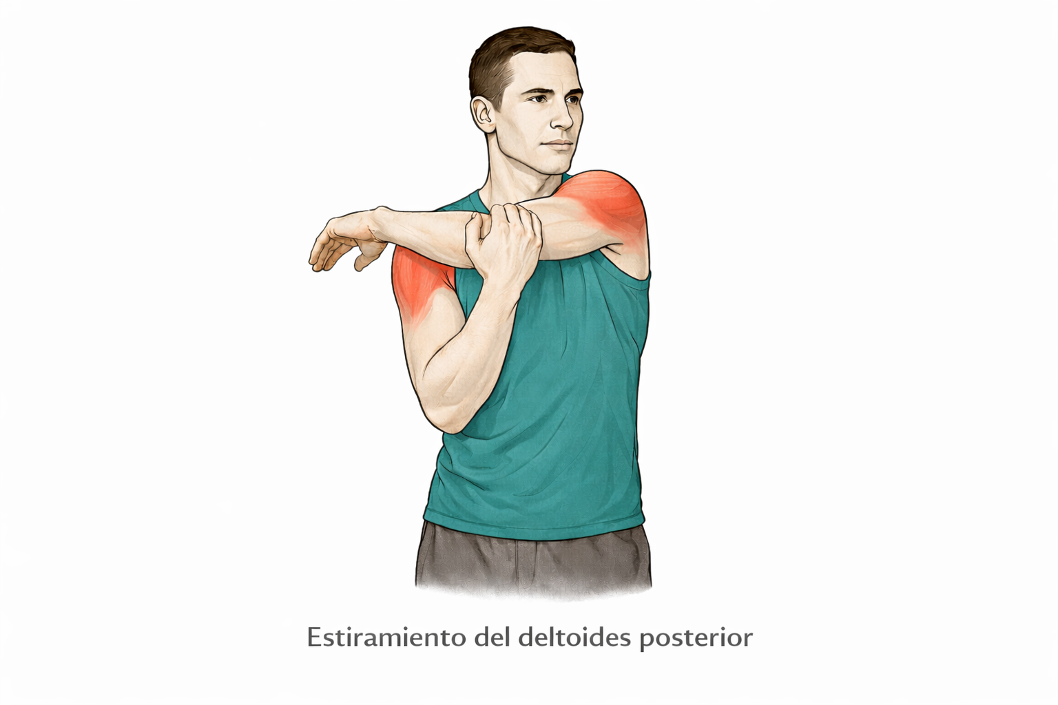 Estiramiento del deltoides posterior con ligera inclinación del tronco