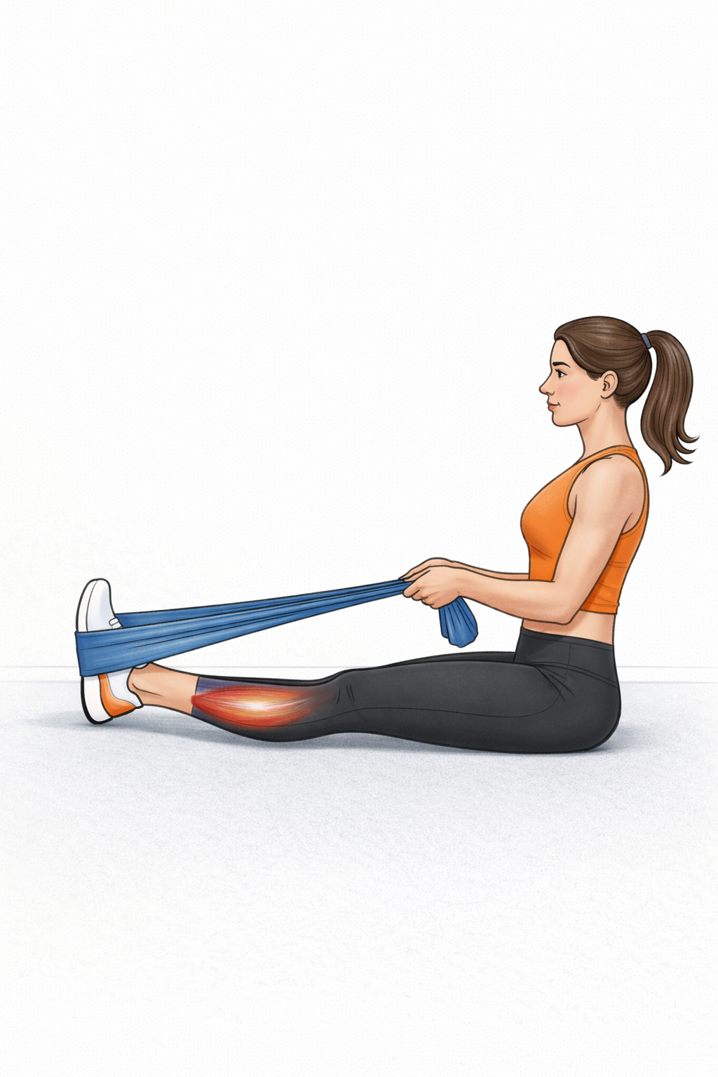 Estiramiento de gemelos con banda elástica