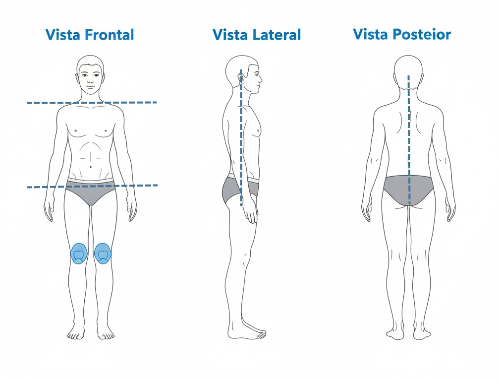 Referencia visual de alineación corporal básica en vista lateral