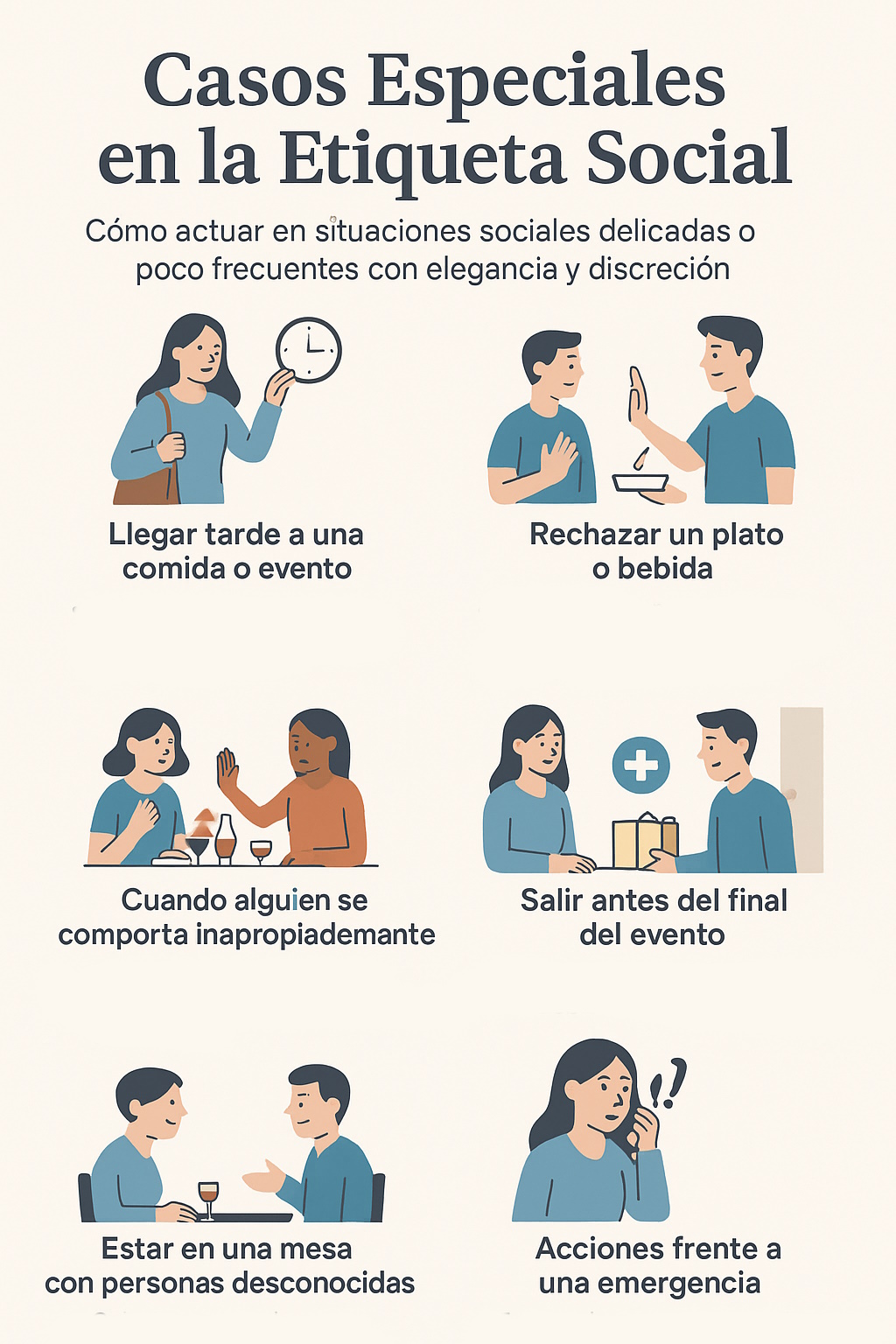 Lámina con los principales casos especiales en la etiqueta social