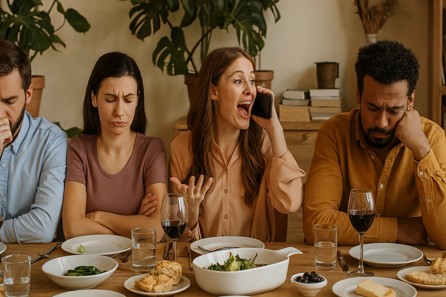 Personas en distintos contextos cometiendo errores de etiqueta social