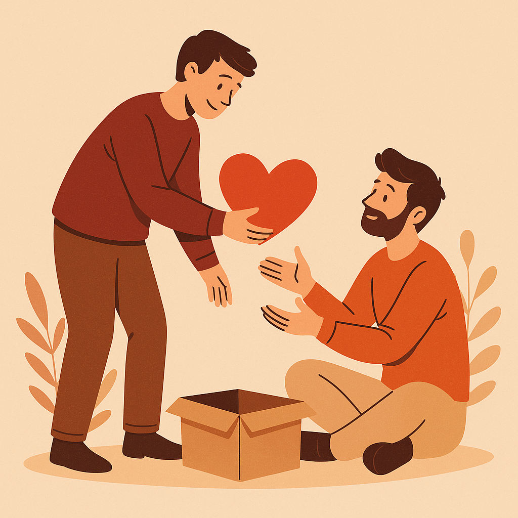 Gesto de generosidad y ayuda entre personas